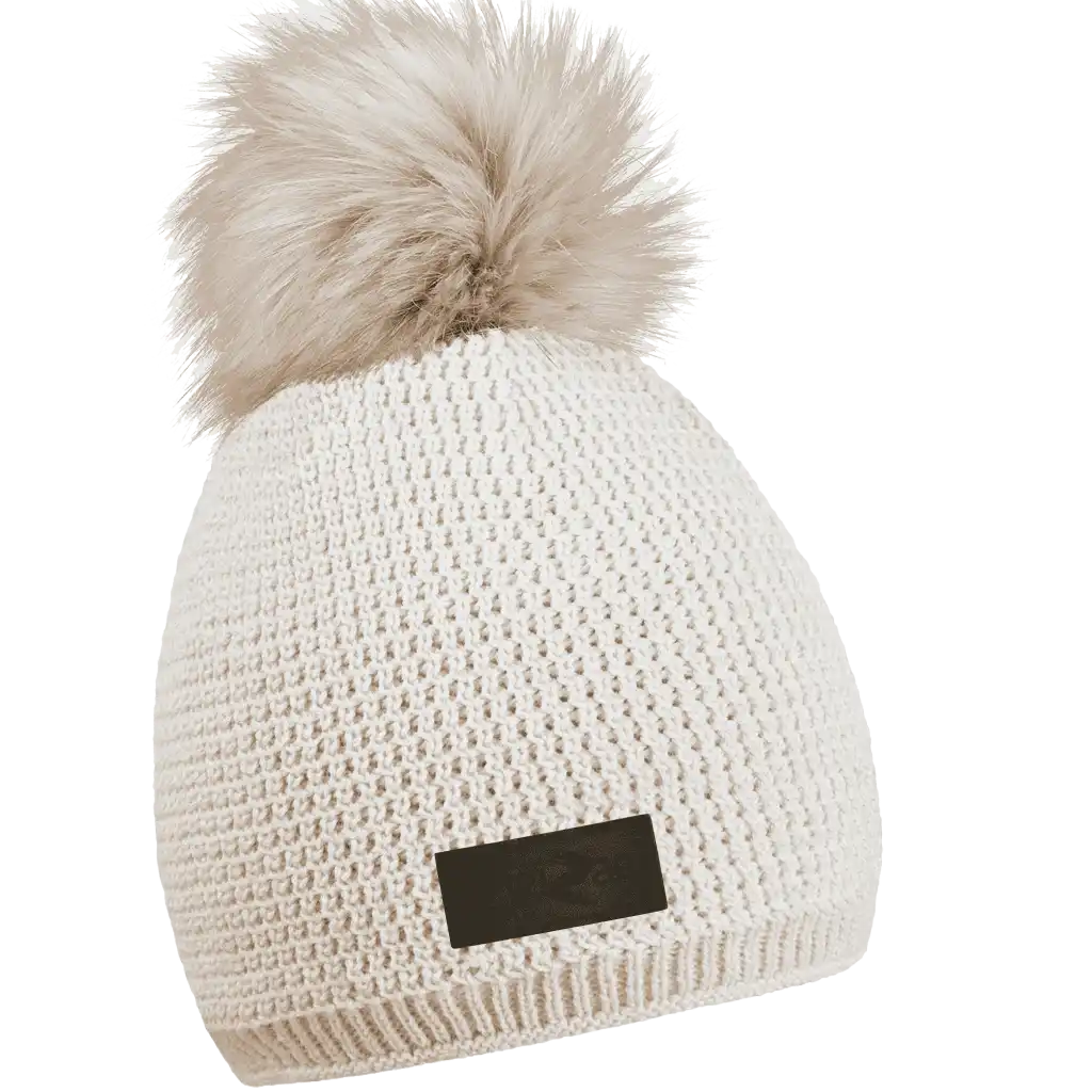 Smart Fur Naisten Tupsupipo omalla logolla (coFEE 3047) - Luonnonvalkoinen pipo, jossa lasermerkki logo