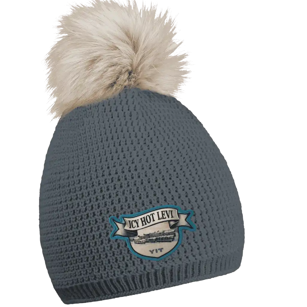 Smart Fur Naisten Tupsupipo omalla logolla (coFEE 3047) - Harmaa pipo, logo tehty painetulla kangasmerkillä.