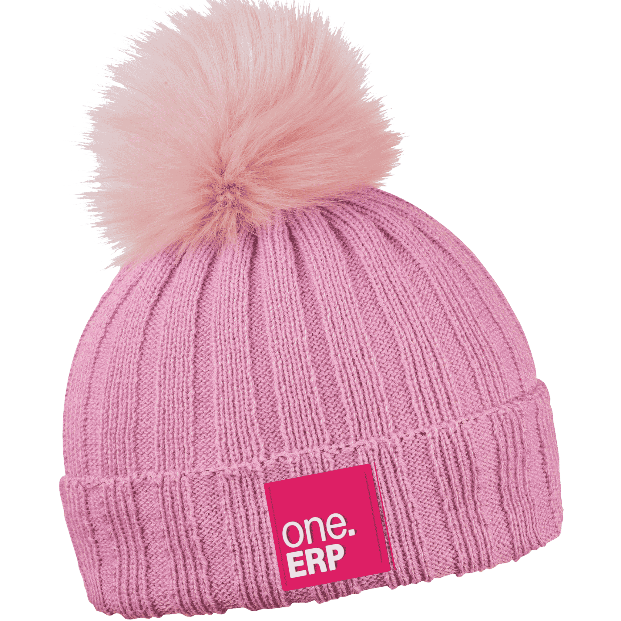 Rib Fur Naisten Tupsupipo omalla logolla (coFEE 3048) - Pinkki pipo, logo kumimerkki.