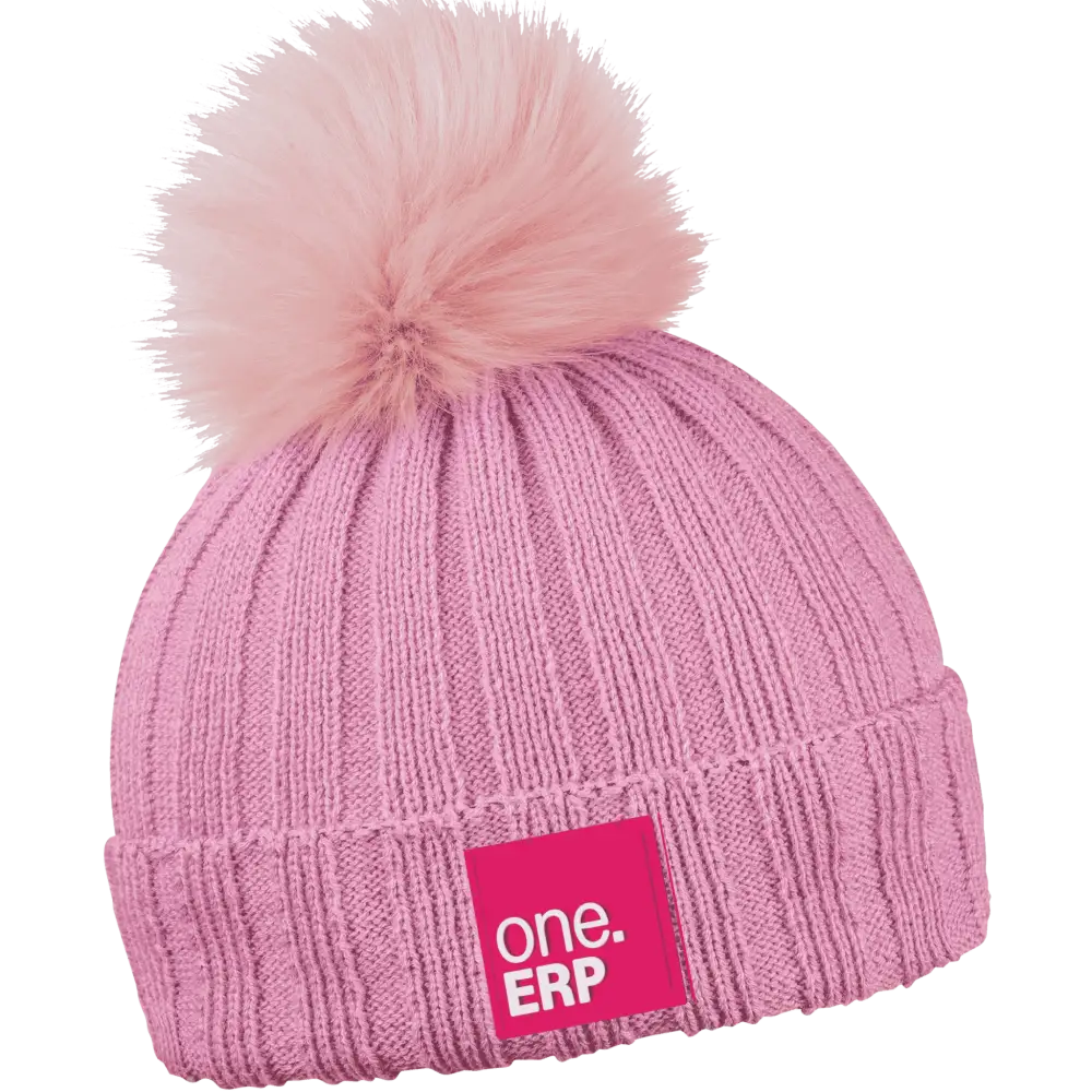 Rib Fur Naisten Tupsupipo omalla logolla (coFEE 3048) - Pinkki pipo, logo kumimerkki.