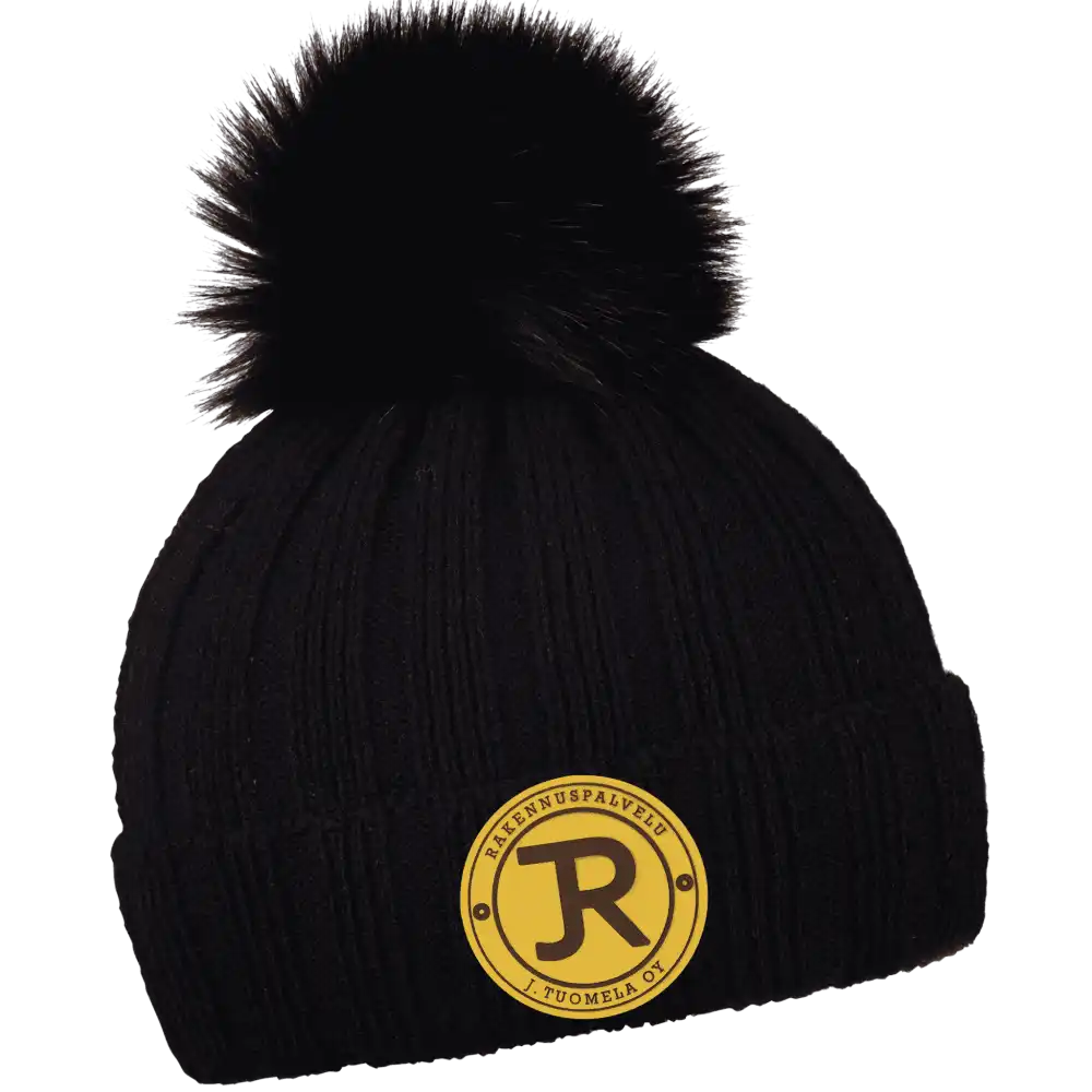 Rib Fur Naisten Tupsupipo omalla logolla (coFEE 3048) - Musta pipo, logo laser-merkattu kulta merkki.