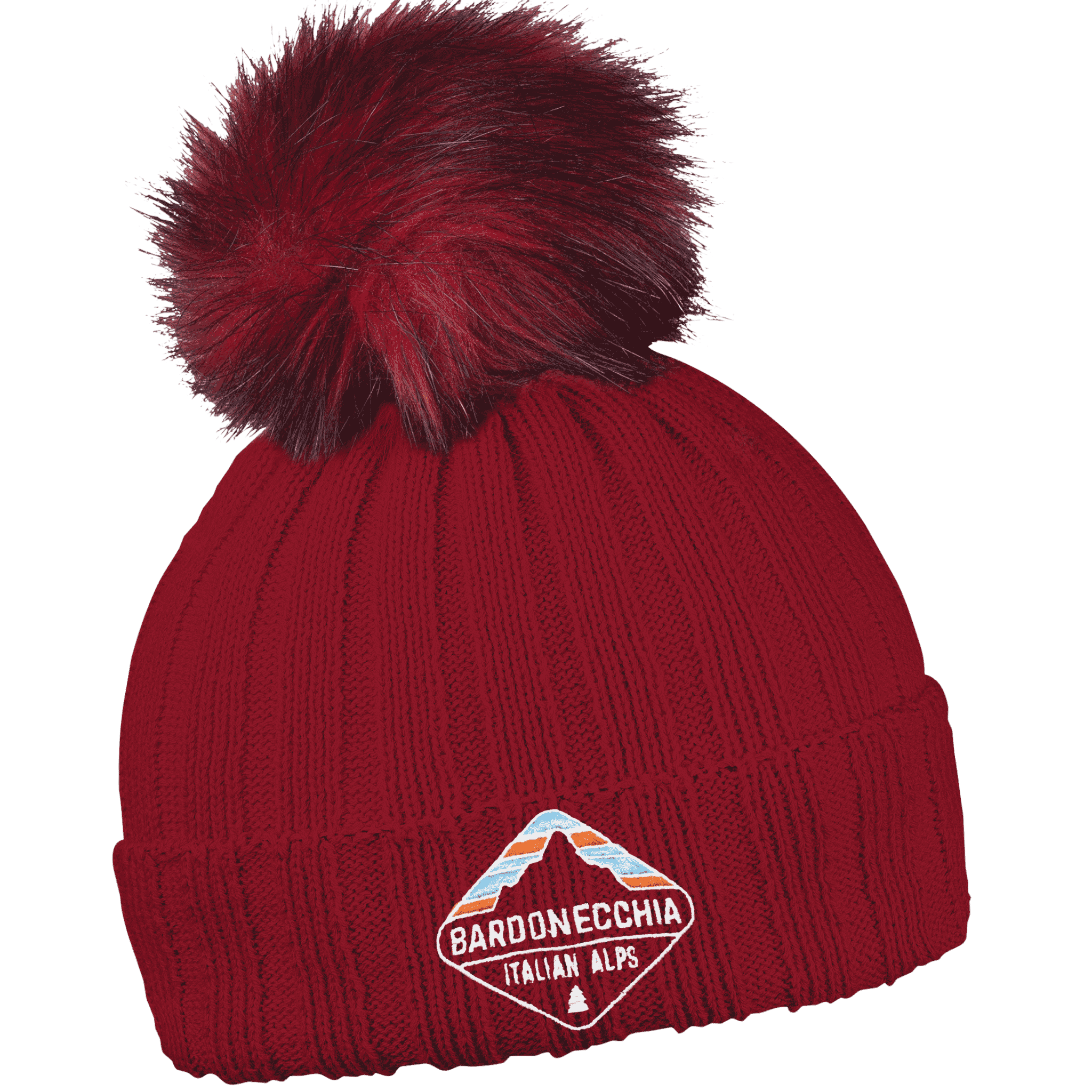 Rib Fur Naisten Tupsupipo omalla logolla (coFEE 3048) - Burgundy pipo, logo brodeerattu.