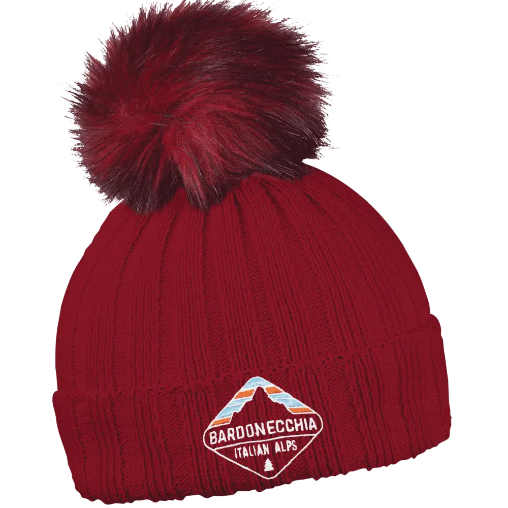 Rib Fur Naisten Tupsupipo omalla logolla (coFEE 3048) - Burgundy pipo, logo brodeerattu.