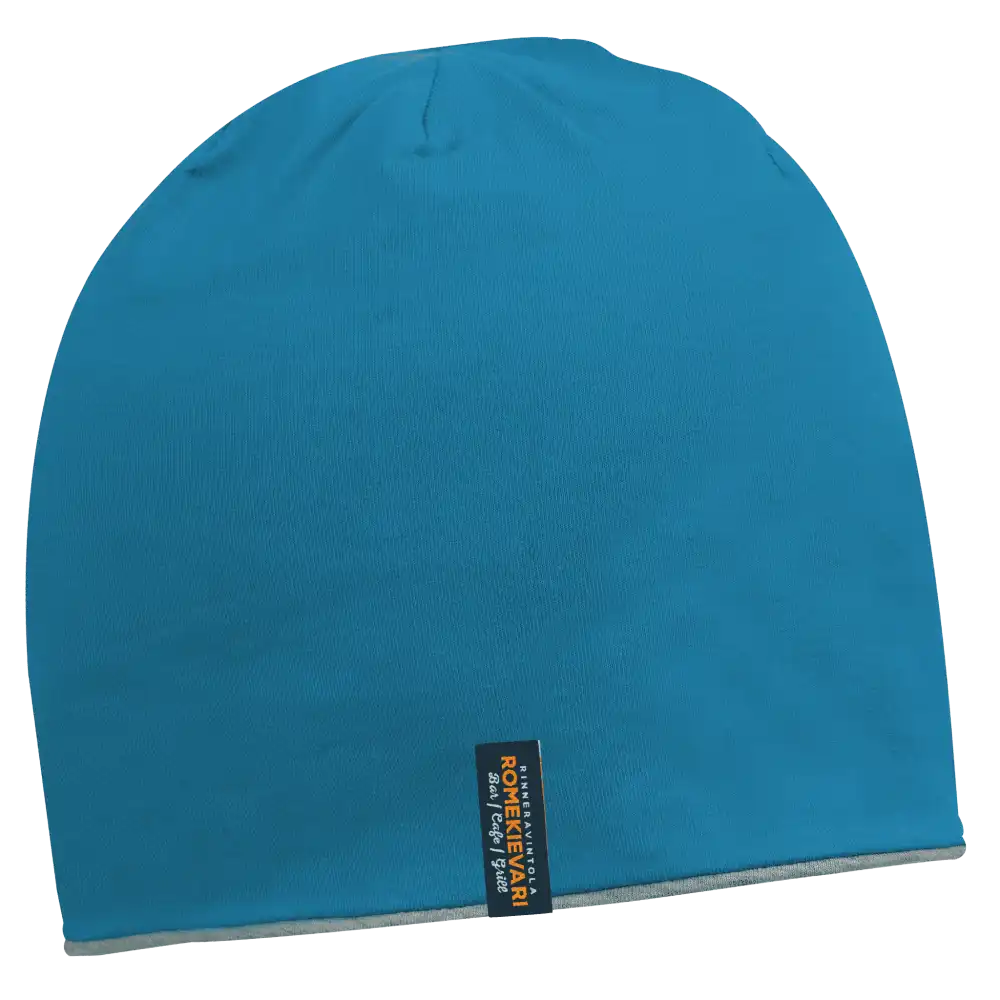 Duo Kääntö-trikoopipo omalla logolla (coFEE 3049) - Turkoosi ja Harmaa