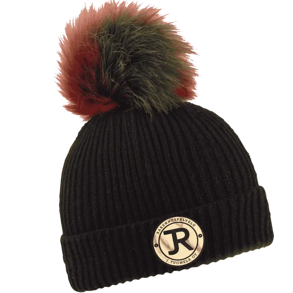 Rainbow Naisten Tupsupipo omalla logolla (coFEE 3056) - Musta pipo, logo laser-merkattu kultainen merkki.