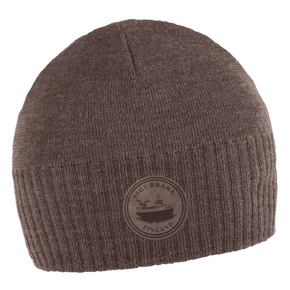 Merina ruskea merinovillapipo pipo omalla logolla - Lasermerkattu nahkamerkki