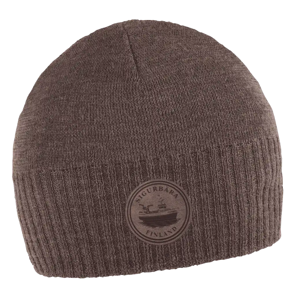 Merina ruskea merinovillapipo pipo omalla logolla - Lasermerkattu nahkamerkki