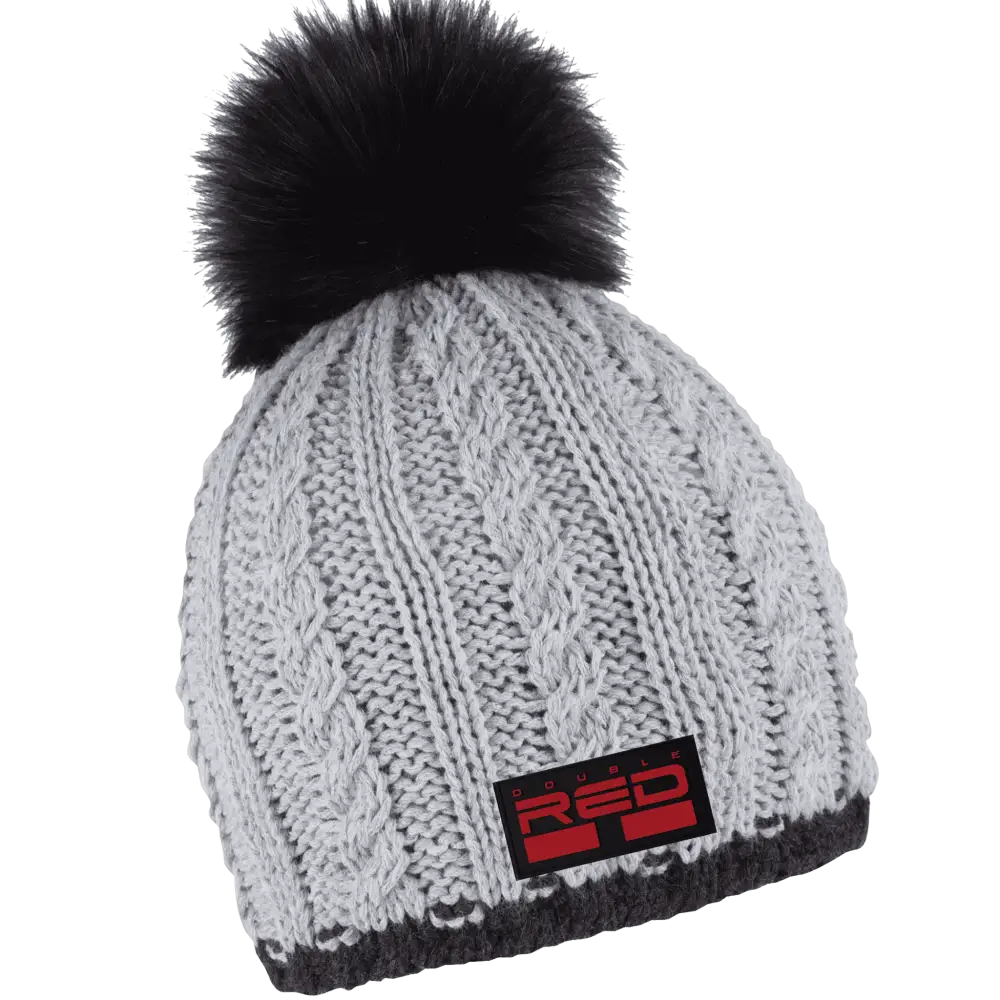 Braid Knit Naisten Tupsupipo omalla logolla (coFEE 3060) - Tumman harmaa kumimerkki logo.