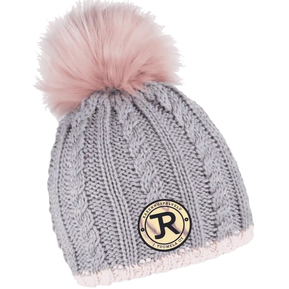 Braid Knit Naisten Tupsupipo omalla logolla (coFEE 3060) - Harmaa kultainen logo