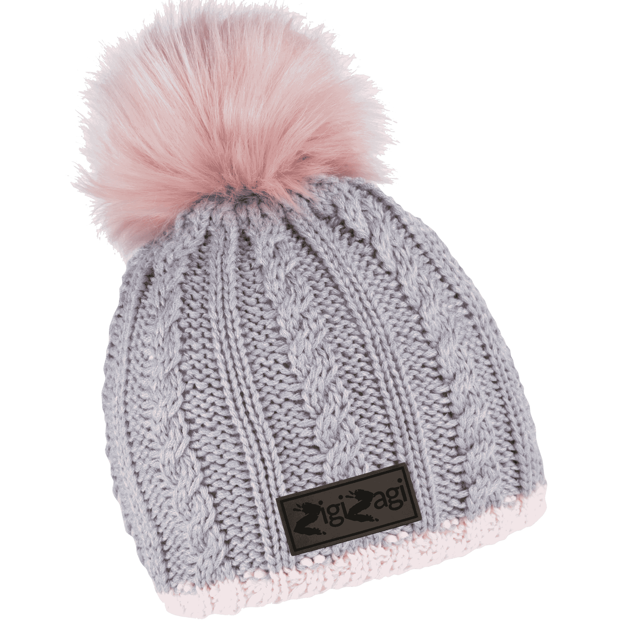 Braid Knit Naisten Tupsupipo omalla logolla (coFEE 3060) - Harmaa nahkamerkki logo