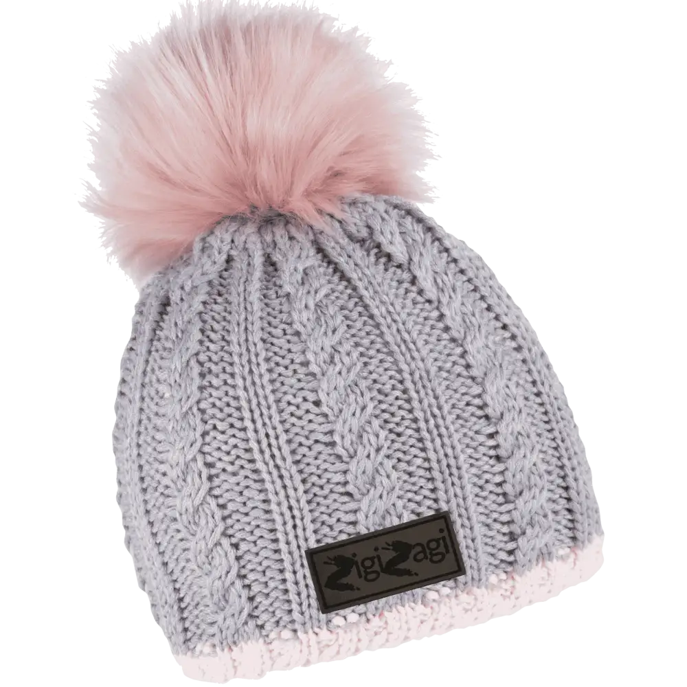 Braid Knit Naisten Tupsupipo omalla logolla (coFEE 3060) - Harmaa nahkamerkki logo