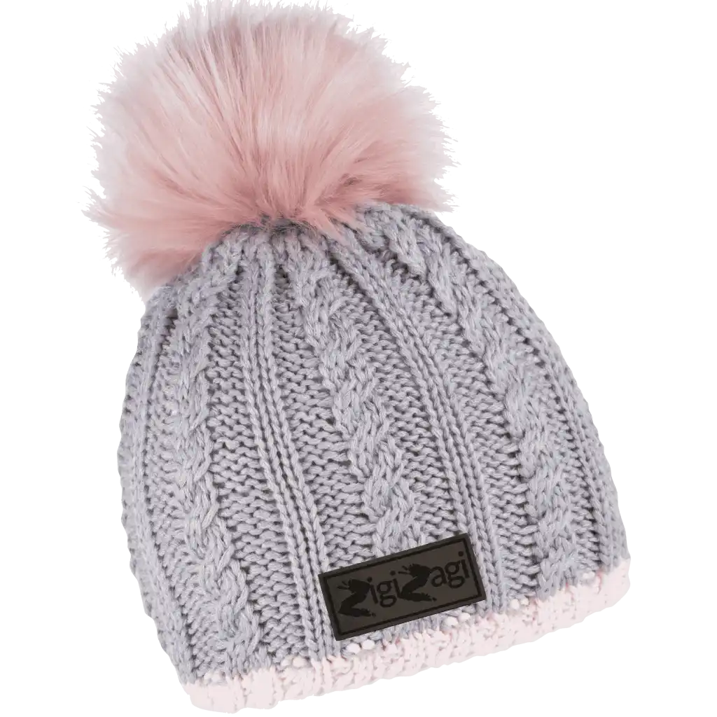 Braid Knit Naisten Tupsupipo omalla logolla (coFEE 3060) - Harmaa nahkamerkki logo