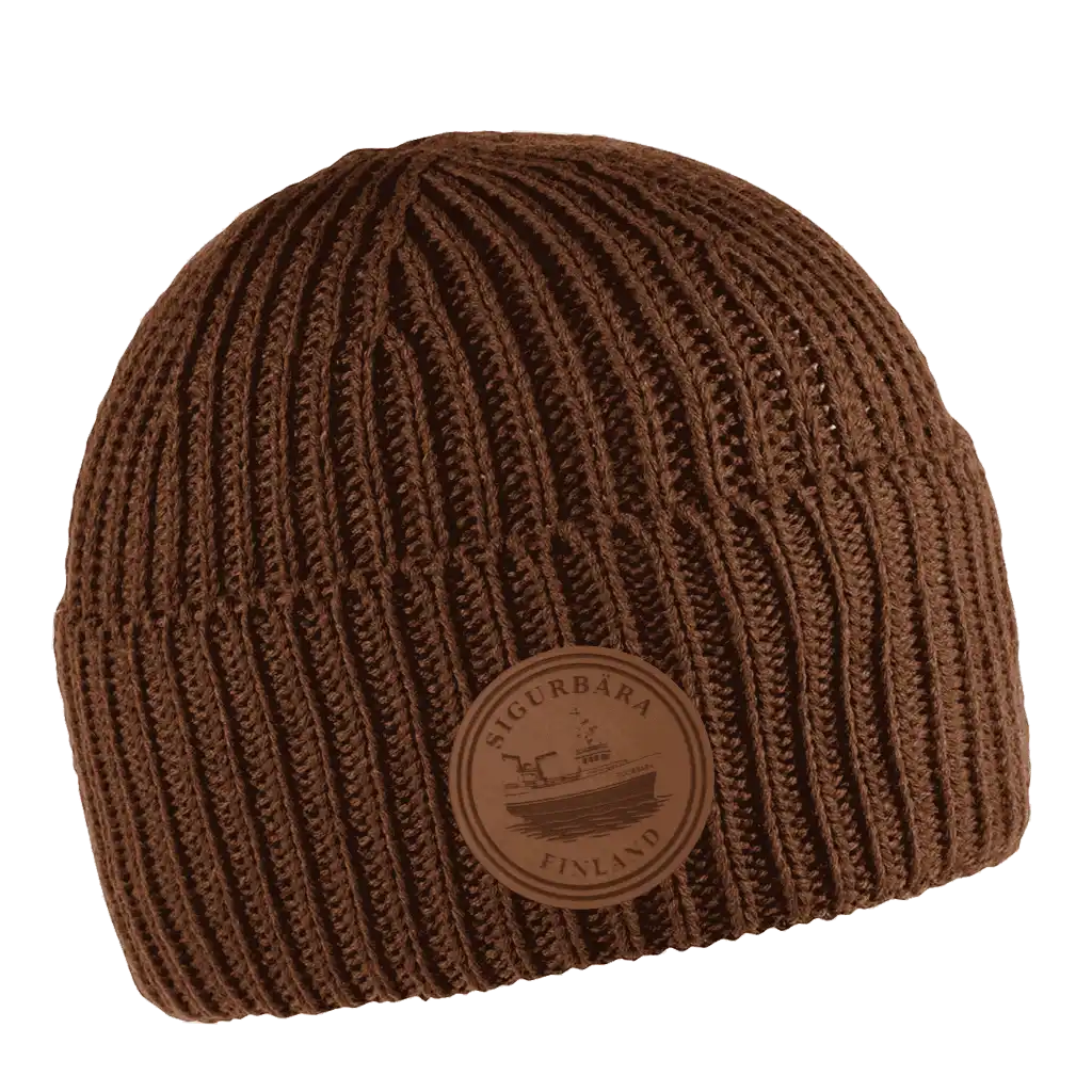 Recycle Band Pipo omalla logolla (coFEE 3066) - Ruskea - Esimerkki laser-merkatusta tekonahkamerkistä