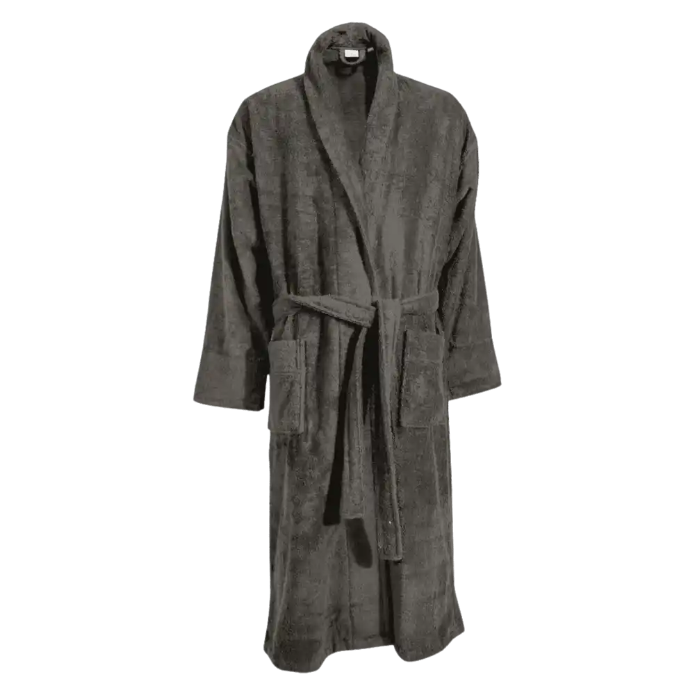 Tummanharmaa Queen Anne froteekylpytakki edestä – laadukas henkilöstölahja