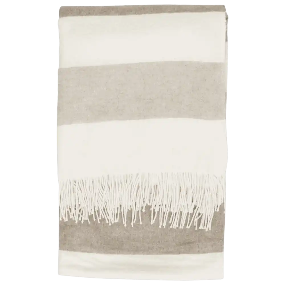 Kosta Linnewäfveri Santa Clara -viltti (beige) taiteltuna – ylellistä kashmir-merinovillasekoitetta