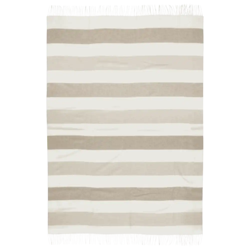 Beige Kosta Linnewäfveri Santa Clara -viltti (130x170cm) kokonaan avattuna – laadukas henkilöstölahja