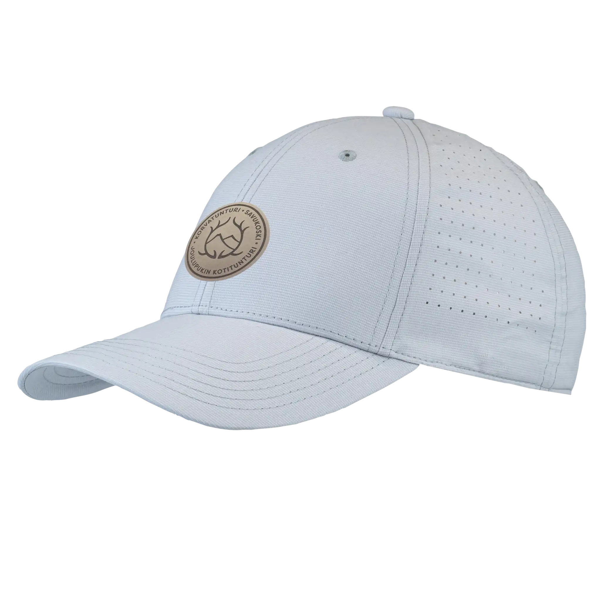 Vaalean harmaa performance lippis omalla logolla – laser-merkattu nahkamerkki, Premium coFEE 4315