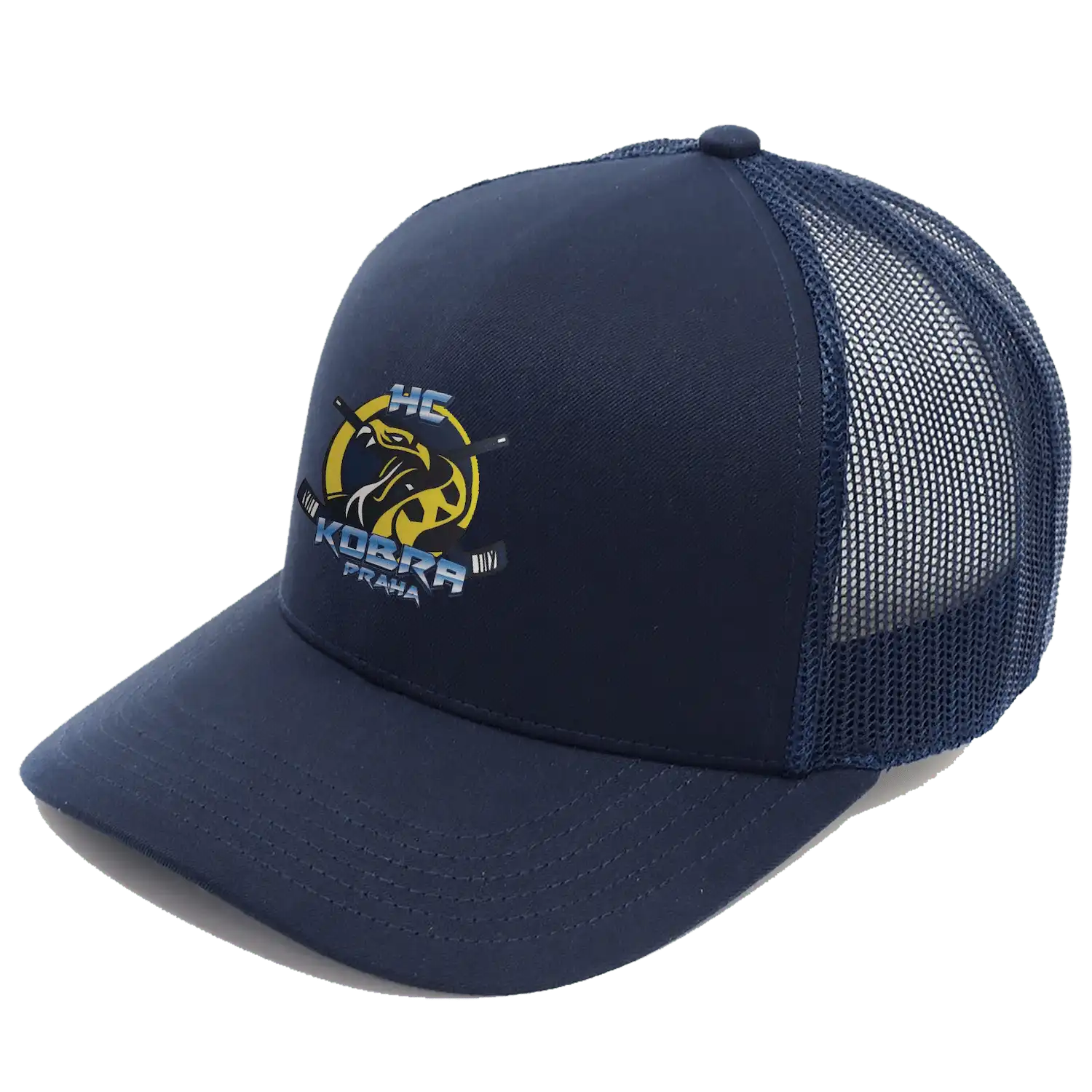 Tummansininen Smooth Mesh coFEE 4320 snapback lippis – DTF painatus logo, mesh-selkä ja rubber snapback