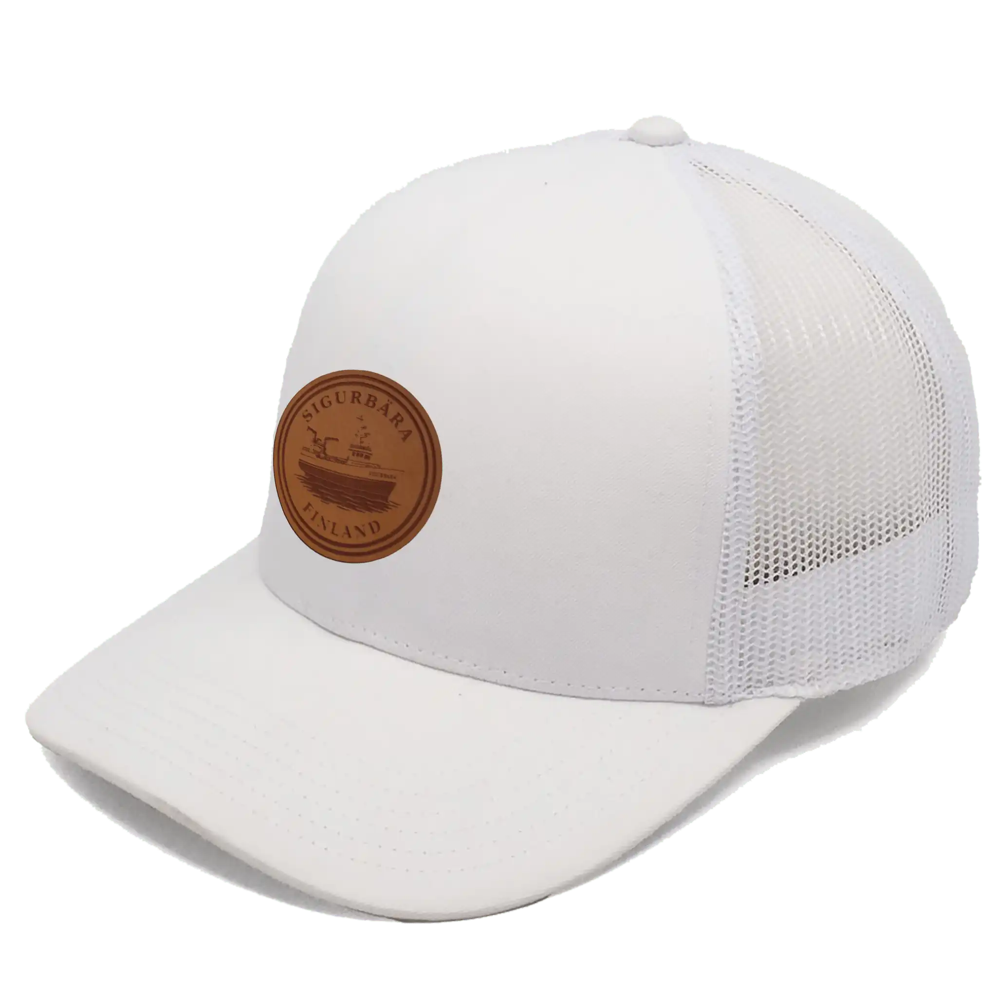 Valkoinen Smooth Mesh coFEE 4320 snapback lippis omalla logolla – laser-merkattu merkki, mesh-selkä