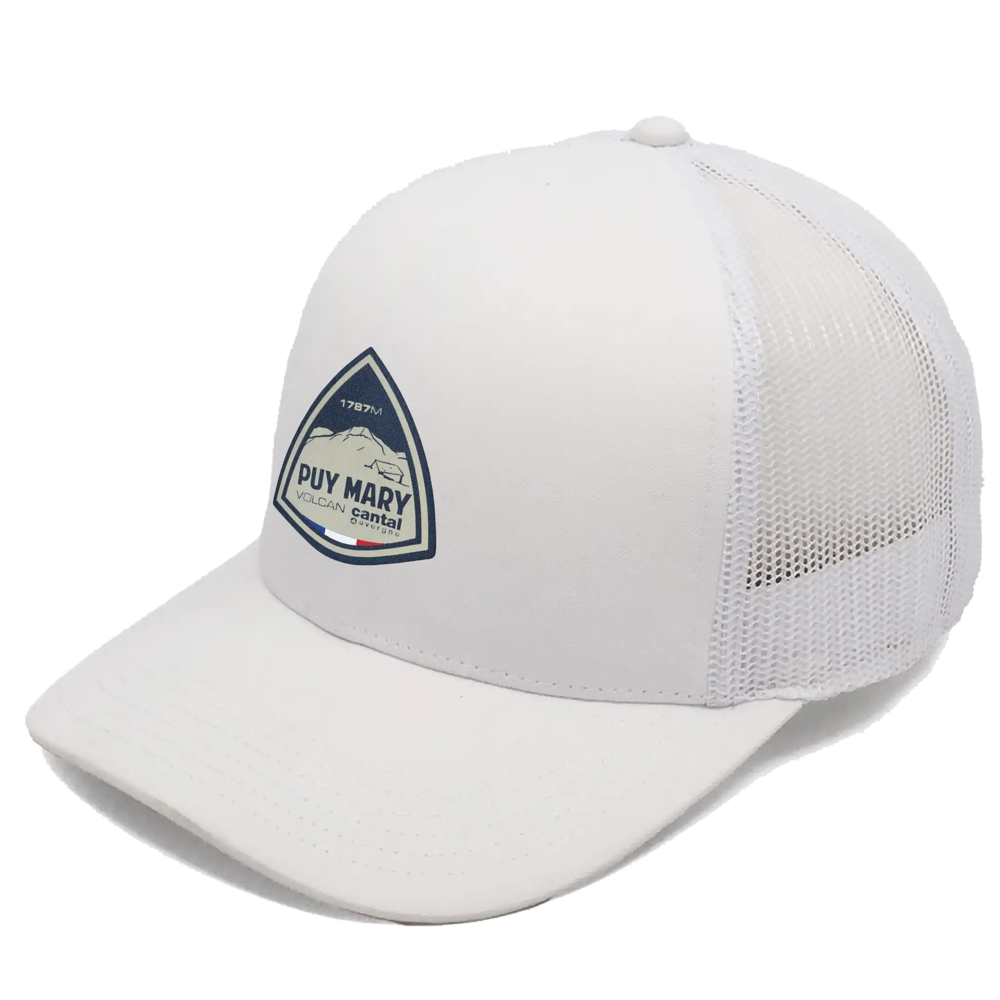 Valkoinen Smooth Mesh coFEE 4320 snapback lippis – rubber badge logo, mesh-selkä ja rubber snapback