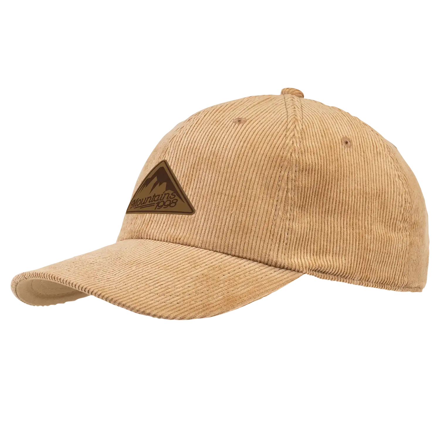 Beige vakosametti (corduroy) sametti lippis nahkamerkillä omalla logolla – Corduroy 4440 coFEE