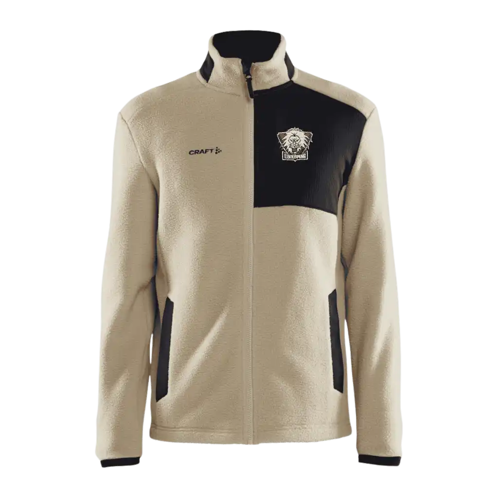 Craft ADV Explore Pile Fleece Jacket M Ecru-Black – miesten teddy-fleecetakki omalla logolla