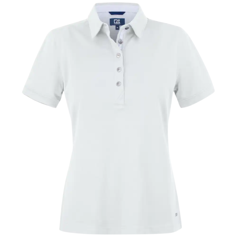 Cutter & Buck Advantage Premium Valkoinen Pikee Yrityksen Logolla-ZigiZagi