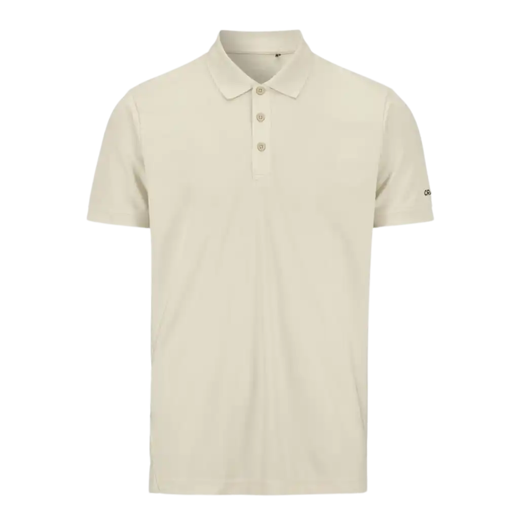 Craft CORE Unify Polo pikeepaita, väri Plaster (vaalea beige/luonnonvalkoinen). Laadukas pikee omalla logolla, kuva edestä.