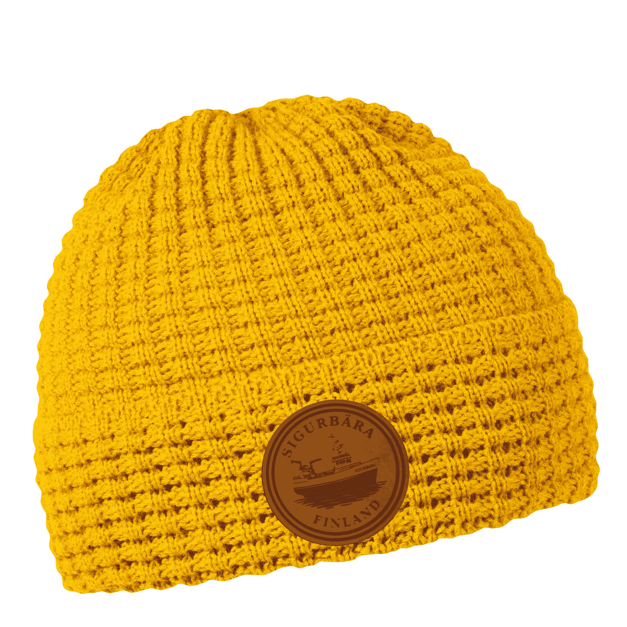 Cube pipo mustard omalla ruskealla nahkamerkki logolla.