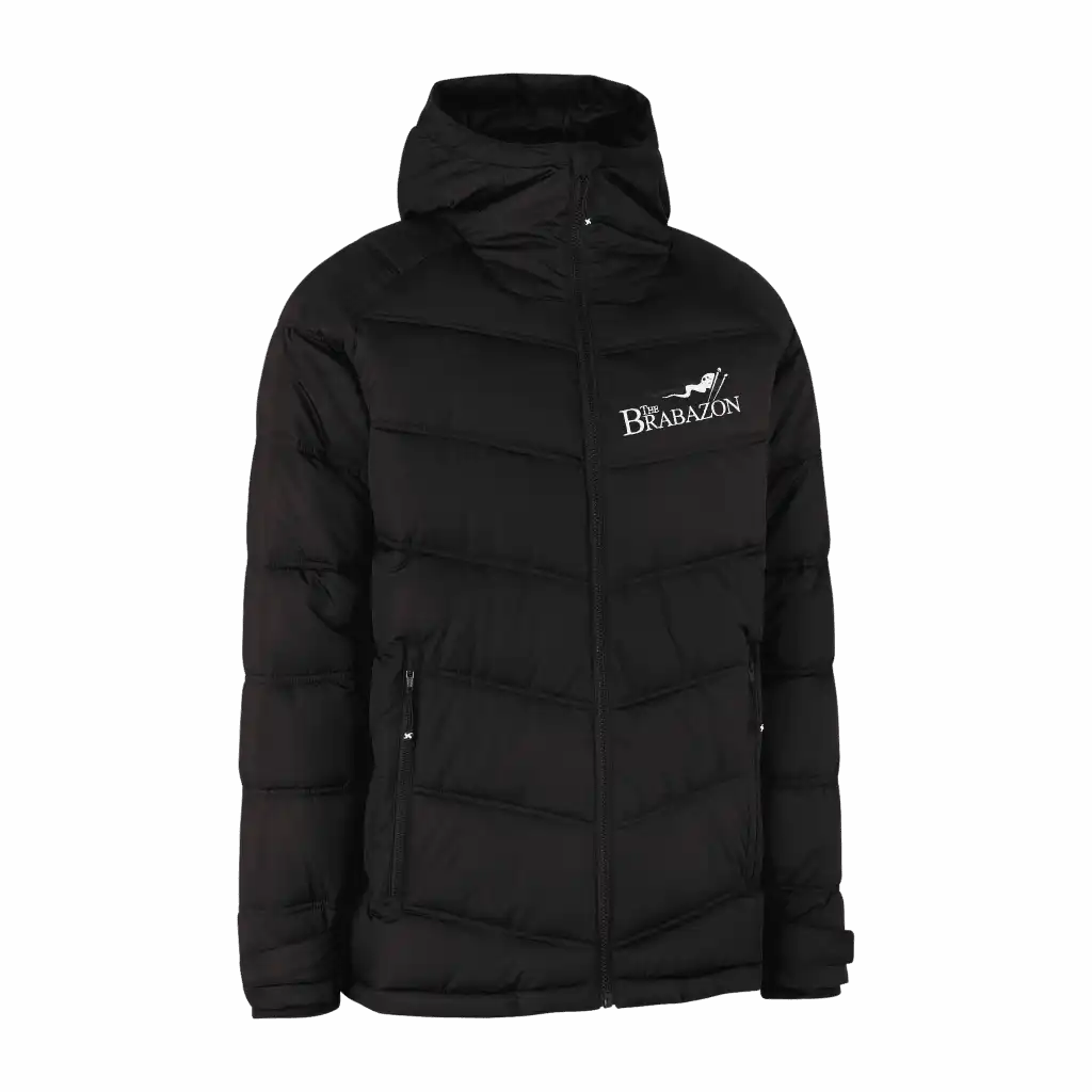 Musta GEYSER Winter Jacket omalla logolla – brodeeraus rinnassa