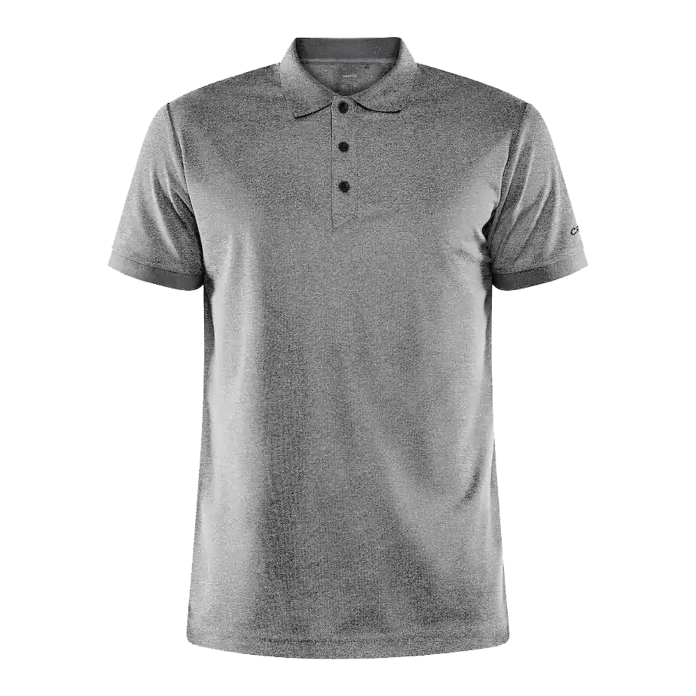 Tummanharmaa (Dark Grey Melange) Craft CORE Unify Polo. Polo omalla logolla, kuva edestä.