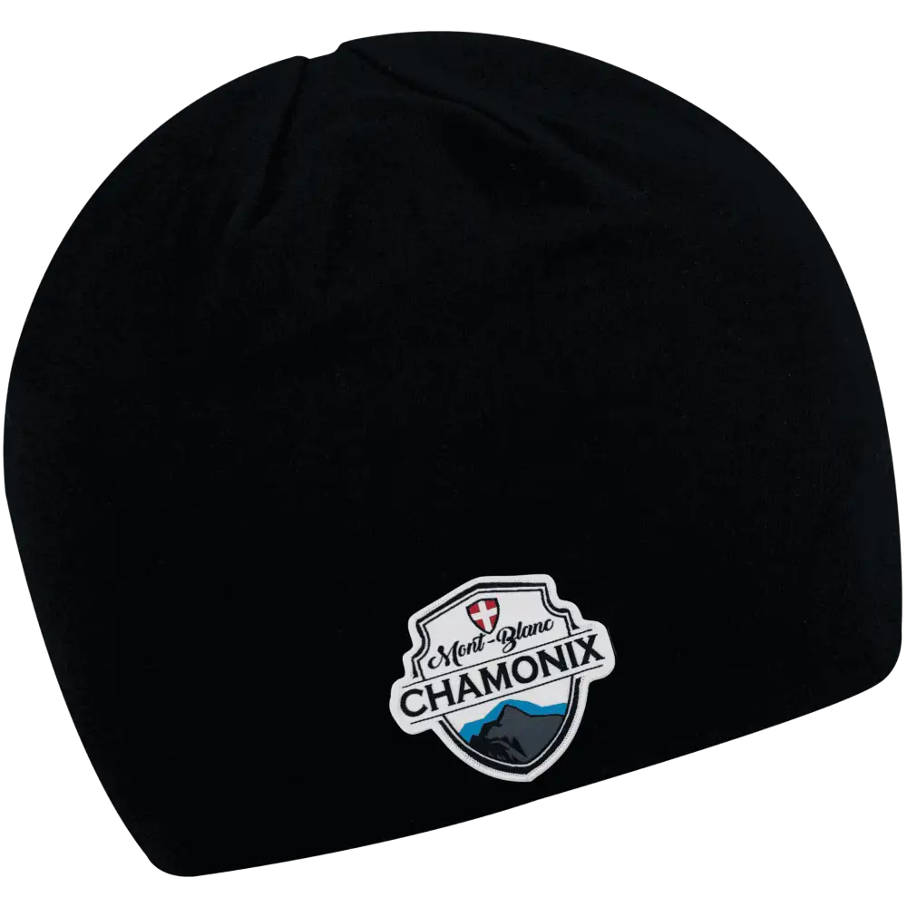 Fleece Trikoopipo omalla logolla - Musta kangasmerkki logo