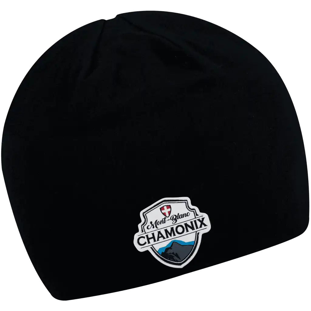 Fleece Trikoopipo omalla logolla - Musta kangasmerkki logo