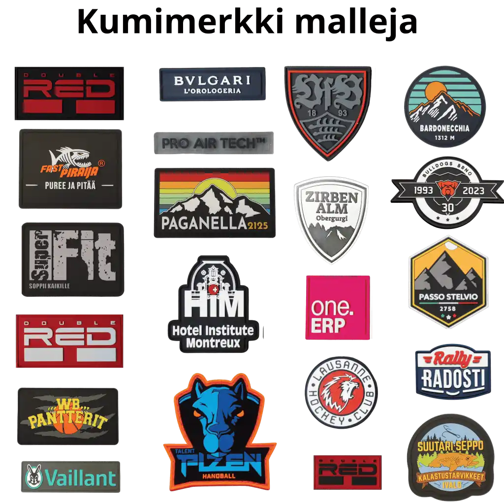 Pipo omalla logolla - Kumimerkki malleja suunnittelun avuksi