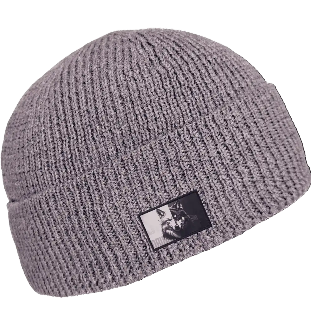 Kuru 100% Merinovillapipo omalla logolla - Harmaa kangasmerkillä toteutettu oma logo.