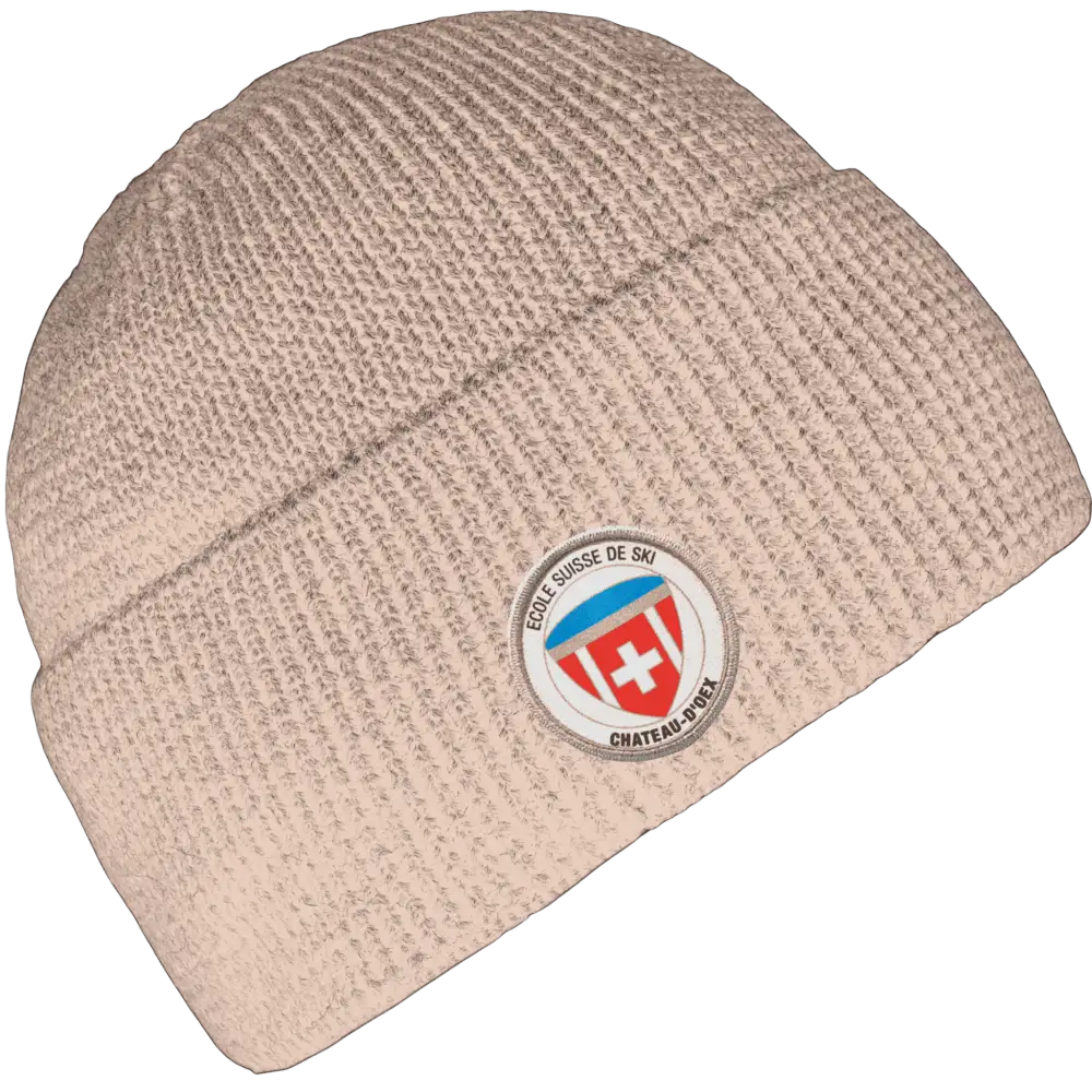 Saana 100% Merinovillapipo omalla logolla - Luonnon valkoinen oma logo toteutettu kangasmerkillä.
