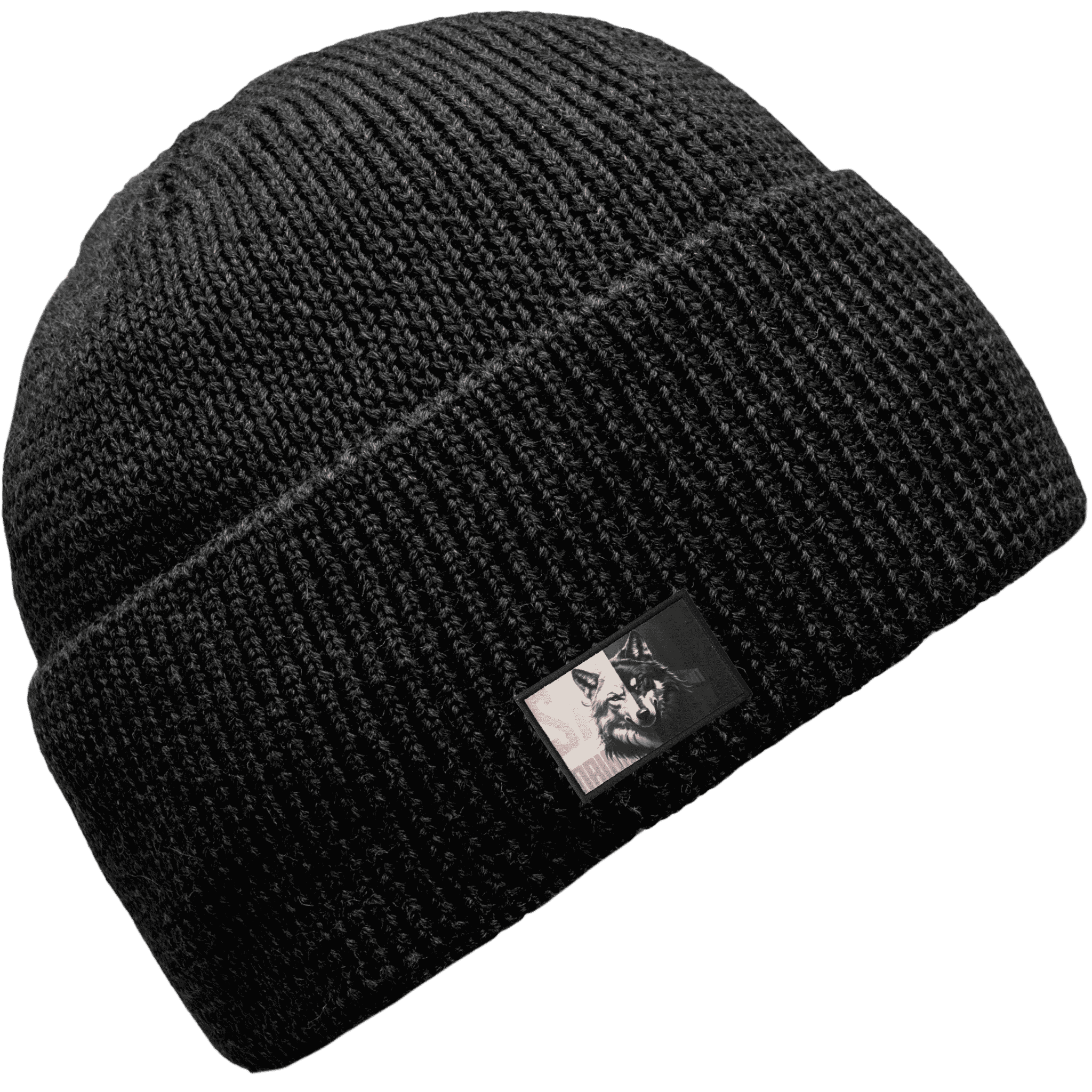 Saana 100% Merinovillapipo omalla logolla - Tummanharmaa oma logo toteutettu kangasmerkillä.