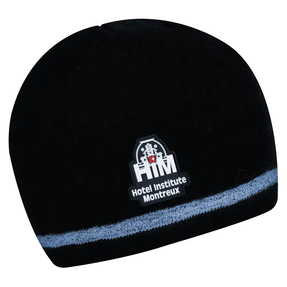 Reflex Heijastava Pipo omalla logolla (coFEE 3001) - Musta oma logo tehty kumimerkillä.