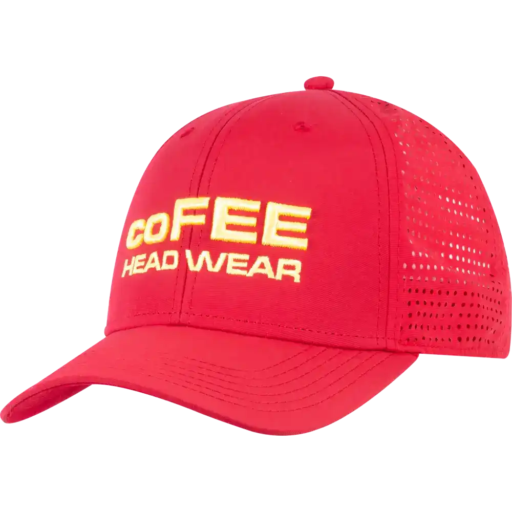 Punainen Taslon lippis brodeerattu omalla logolla