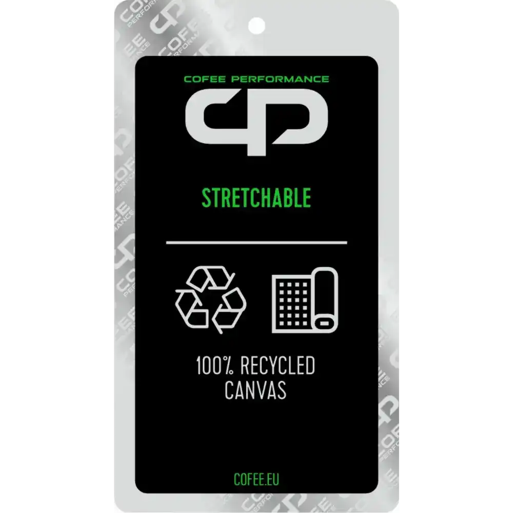 Hangtag Tuotetiedot Recycled Canvas lippis omalla logolla.