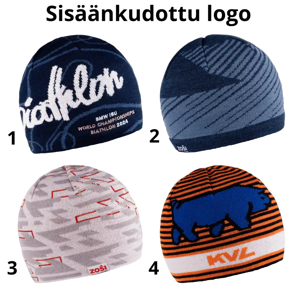 Kustomoitu pipo sisään kudottu logo.