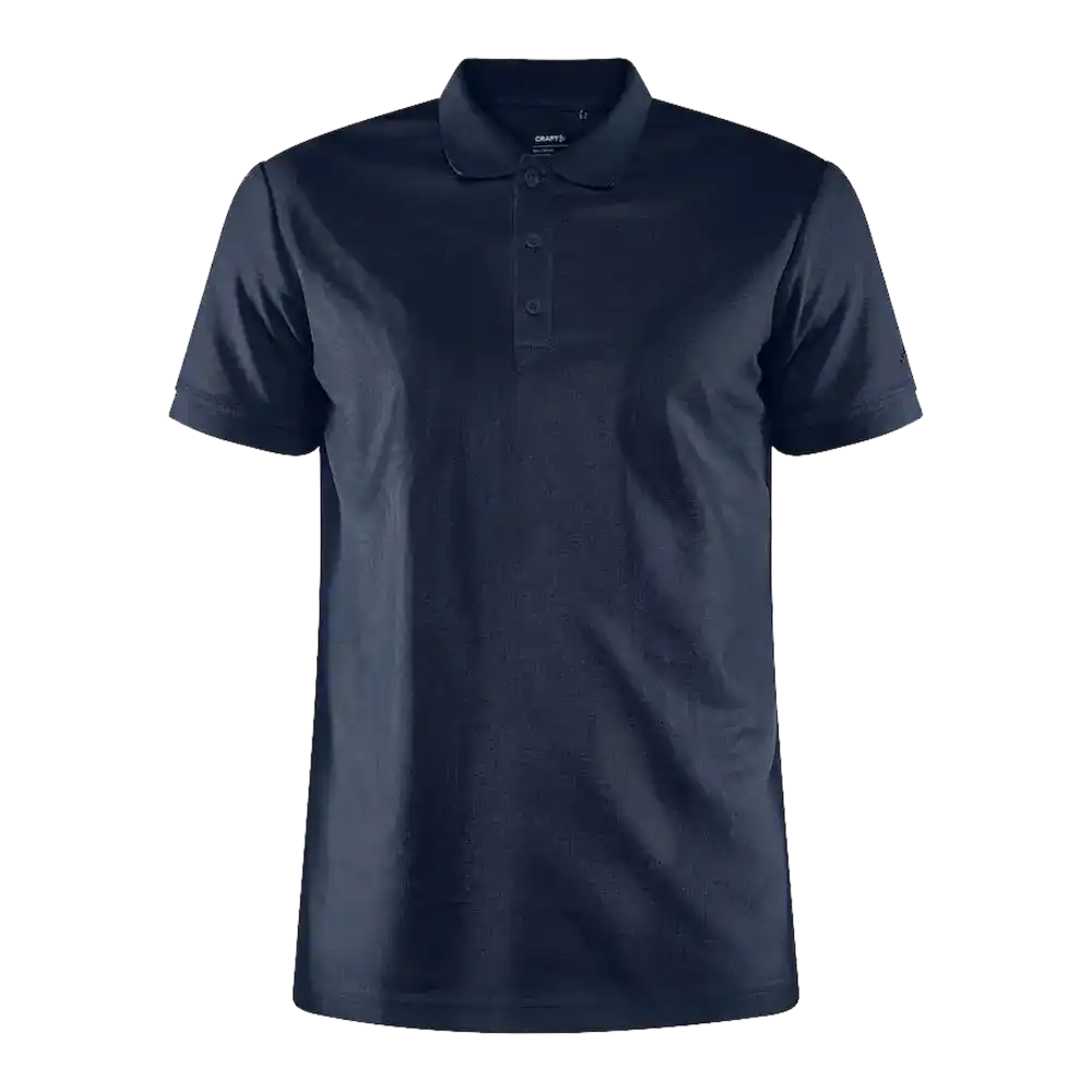 Tumma laivastonsininen Craft CORE Unify Polo pikeepaita. Pikee yrityksen logolla, kuva edestä.