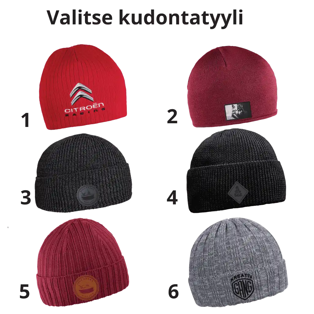 Kustomoitu pipo valitse mieluinen kudonta tyyli.