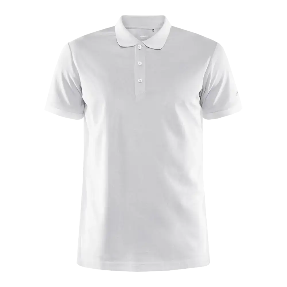 Valkoinen Craft CORE Unify Polo. Laadukas pikee omalla logolla, kuva edestÀ.