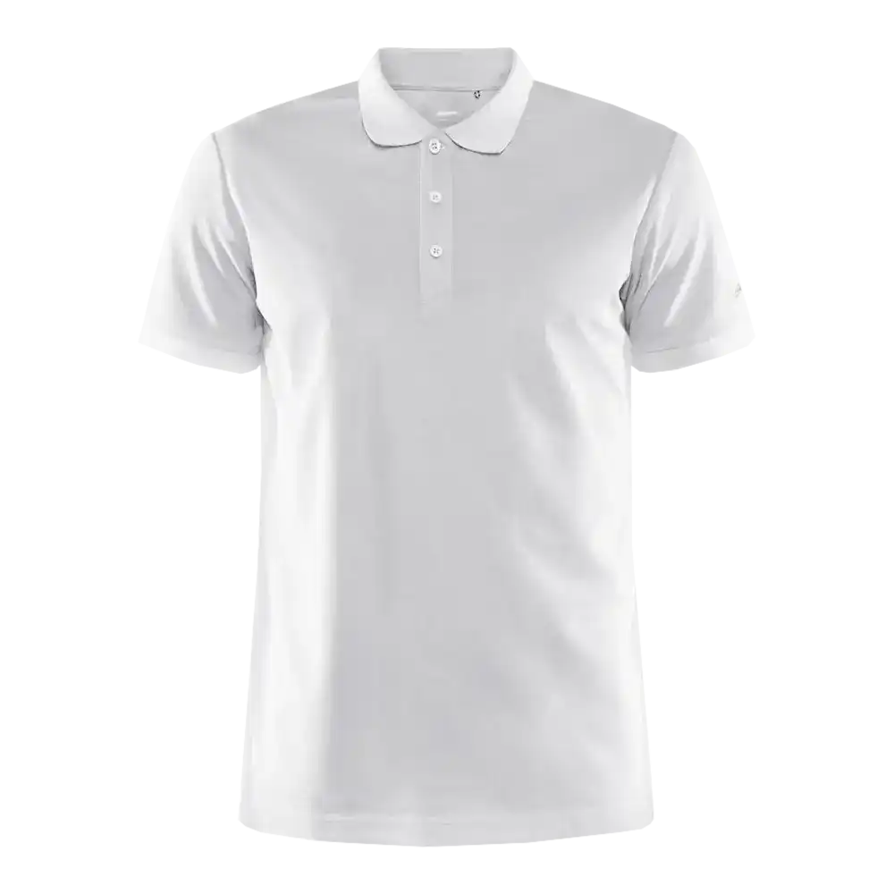 Valkoinen Craft CORE Unify Polo. Laadukas pikee omalla logolla, kuva edestä.