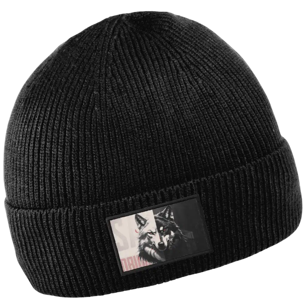 Premium viskoosi pipo omalla logolla - Musta painettu kangasmerkki oma logo