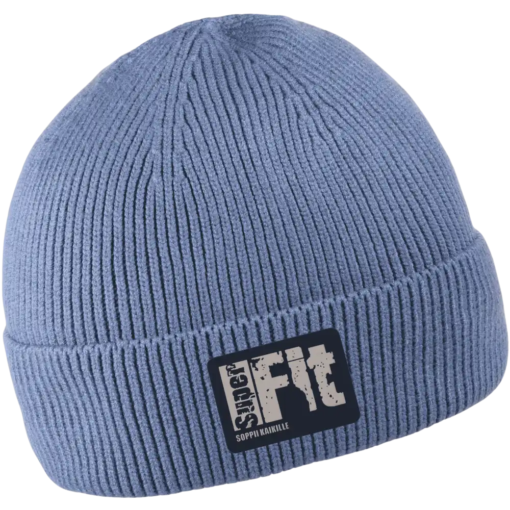 Premium viskoosi pipo omalla logolla - Sininen oma logo tehty kumimerkillä