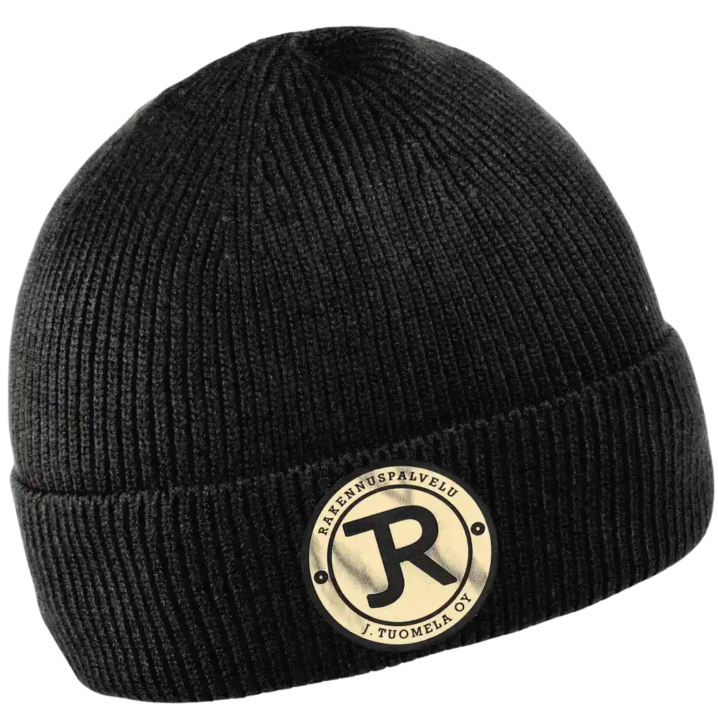 Viskoosi pipo musta kultainen oma logo.