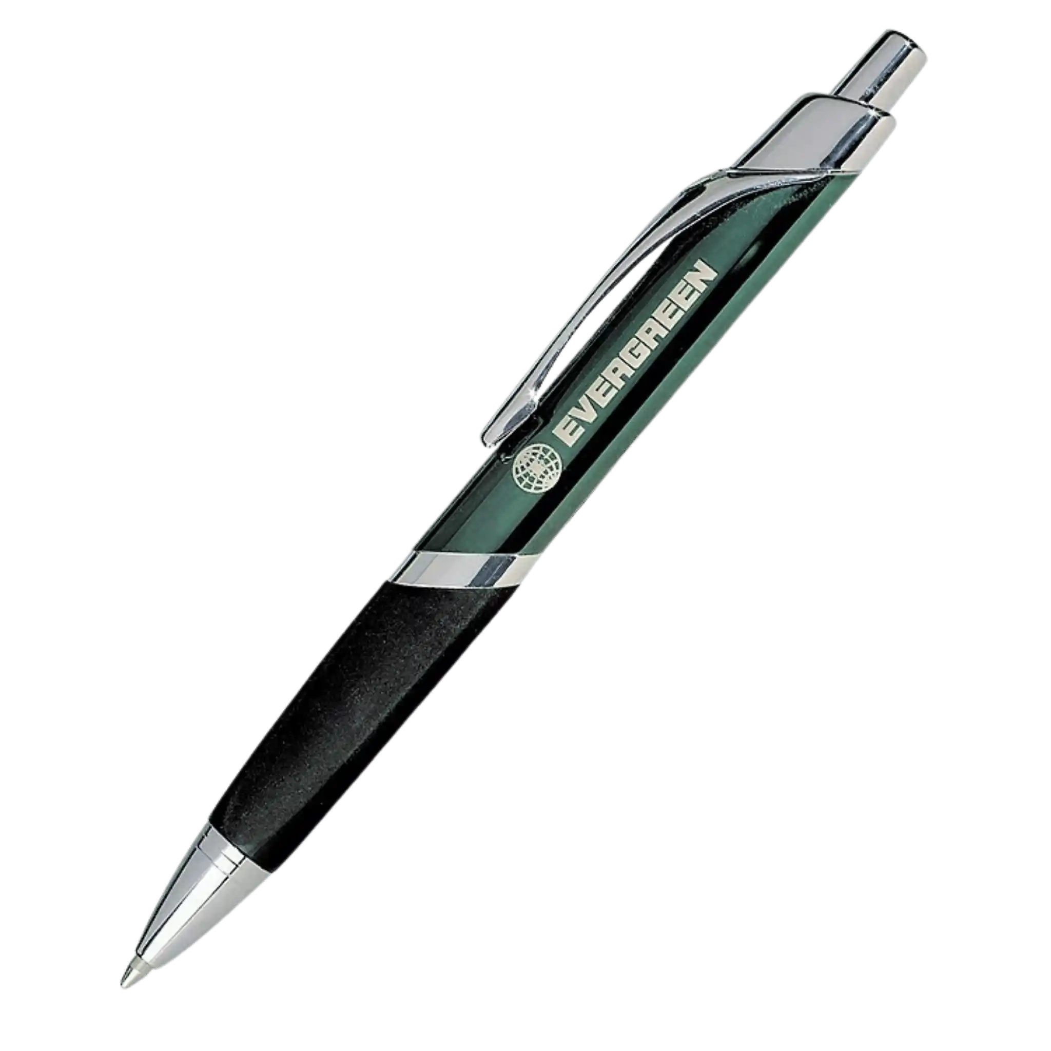 Bermuda metallinen mainoskynä omalla lasermerkatulla logolla – vihreä kiiltävä