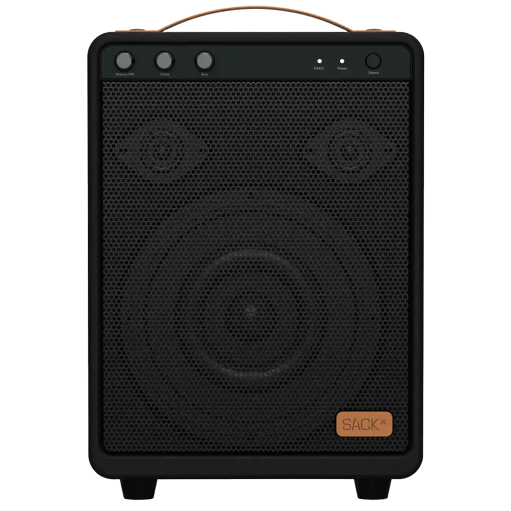 Tehokas SACKit Boom 150 Bluetooth-kaiutin edestä, tyylikäs yrityslahja